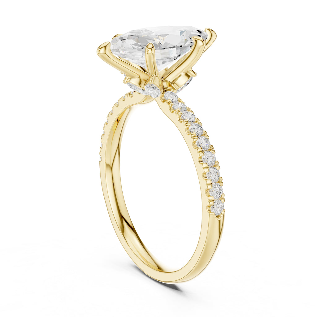 1.50 ct Marquise Vintage Pave Ring 1.5ct Yellow Gold
