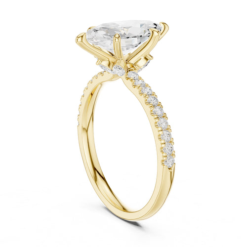 1.50 ct Marquise Vintage Pave Ring 1.5ct Yellow Gold
