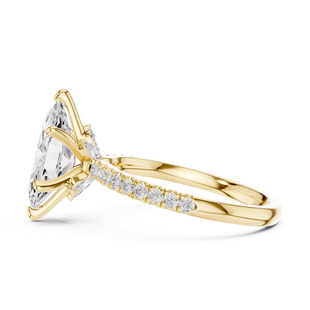 1.50 ct Marquise Vintage Pave Ring 1.5ct Yellow Gold