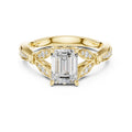 1.50 ct Emerald Nature-Inspired Pave Ring 1.5ct Yellow Gold