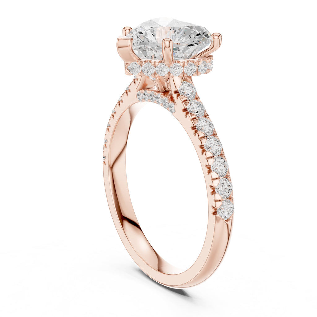 2.5 ct Heart Pave Engagement Ring 2.5ct Rose Gold