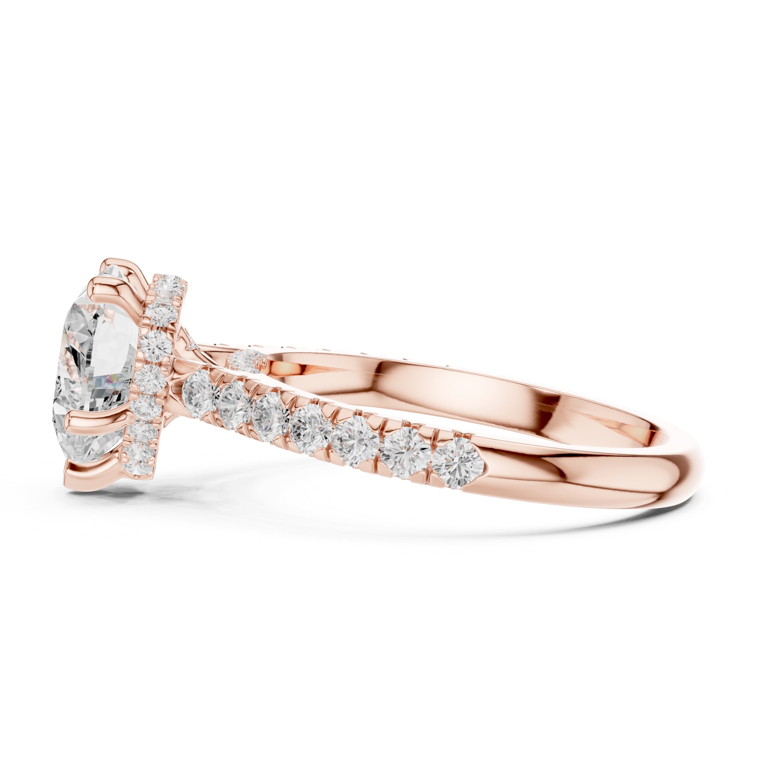 2.5 ct Heart Pave Engagement Ring 2.5ct Rose Gold