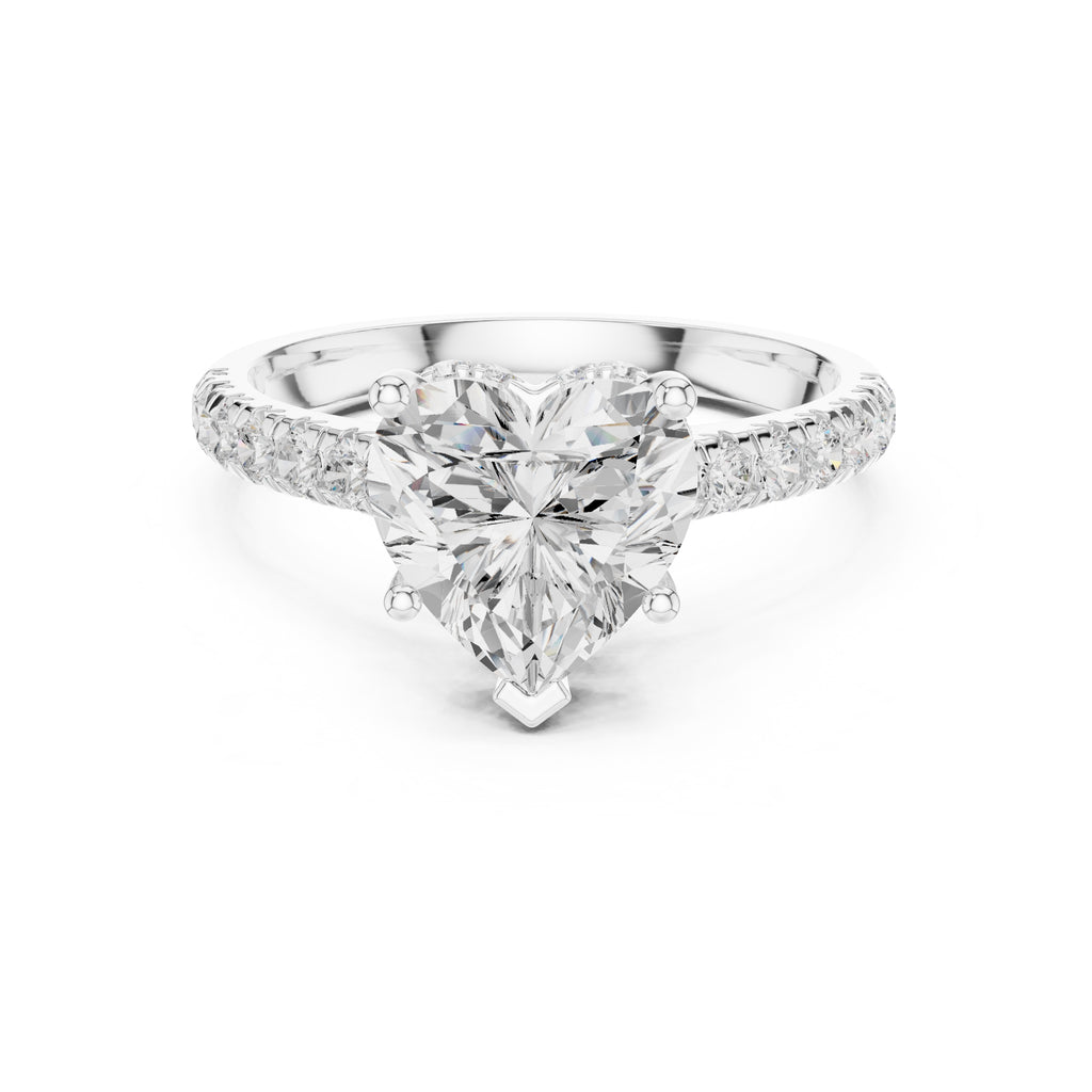 2.5 ct Heart Pave Engagement Ring 2.5ct White Gold