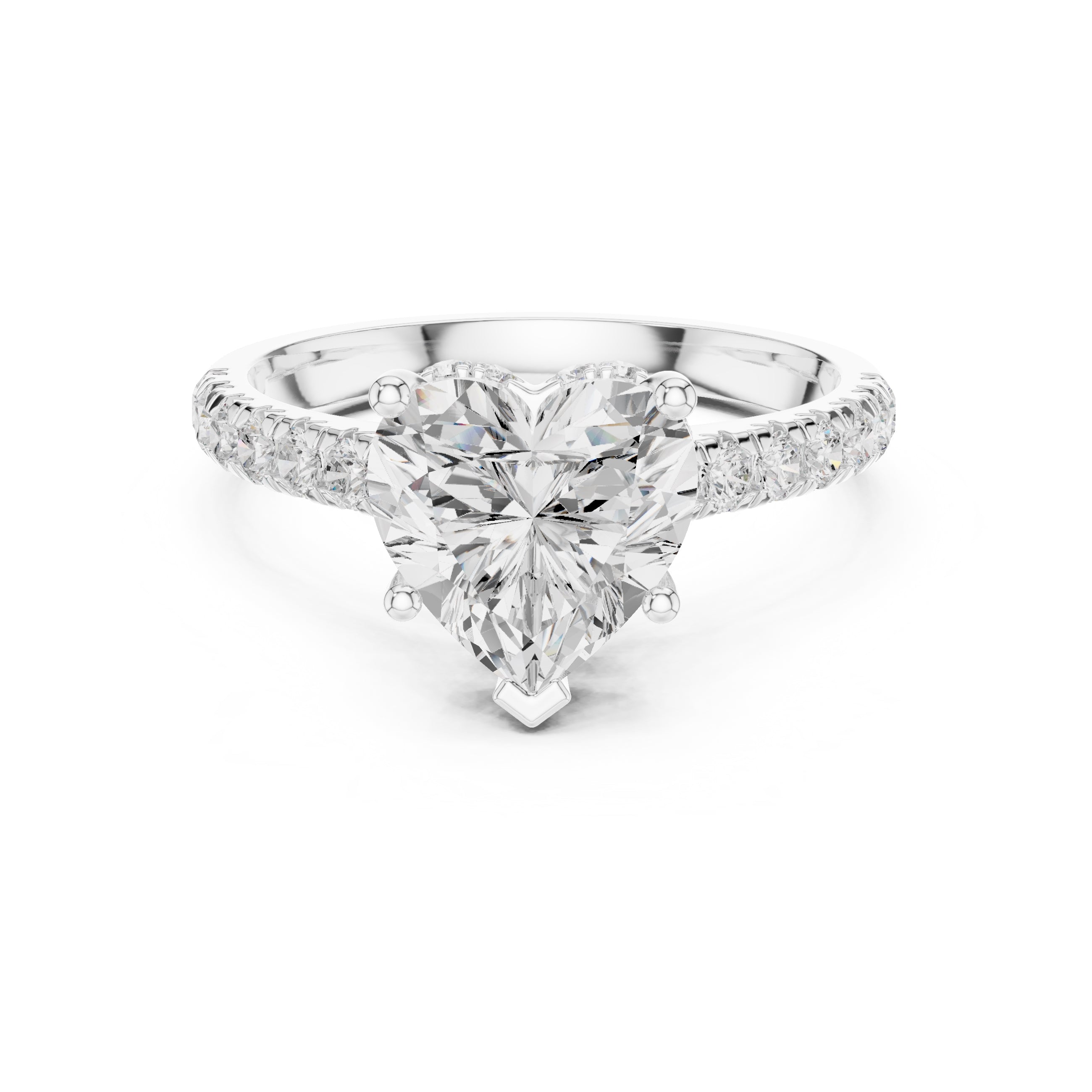 2.5 ct Heart Pave Engagement Ring 2.5ct White Gold