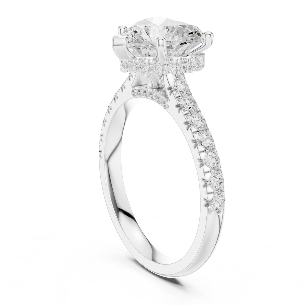 2.5 ct Heart Pave Engagement Ring 2.5ct White Gold