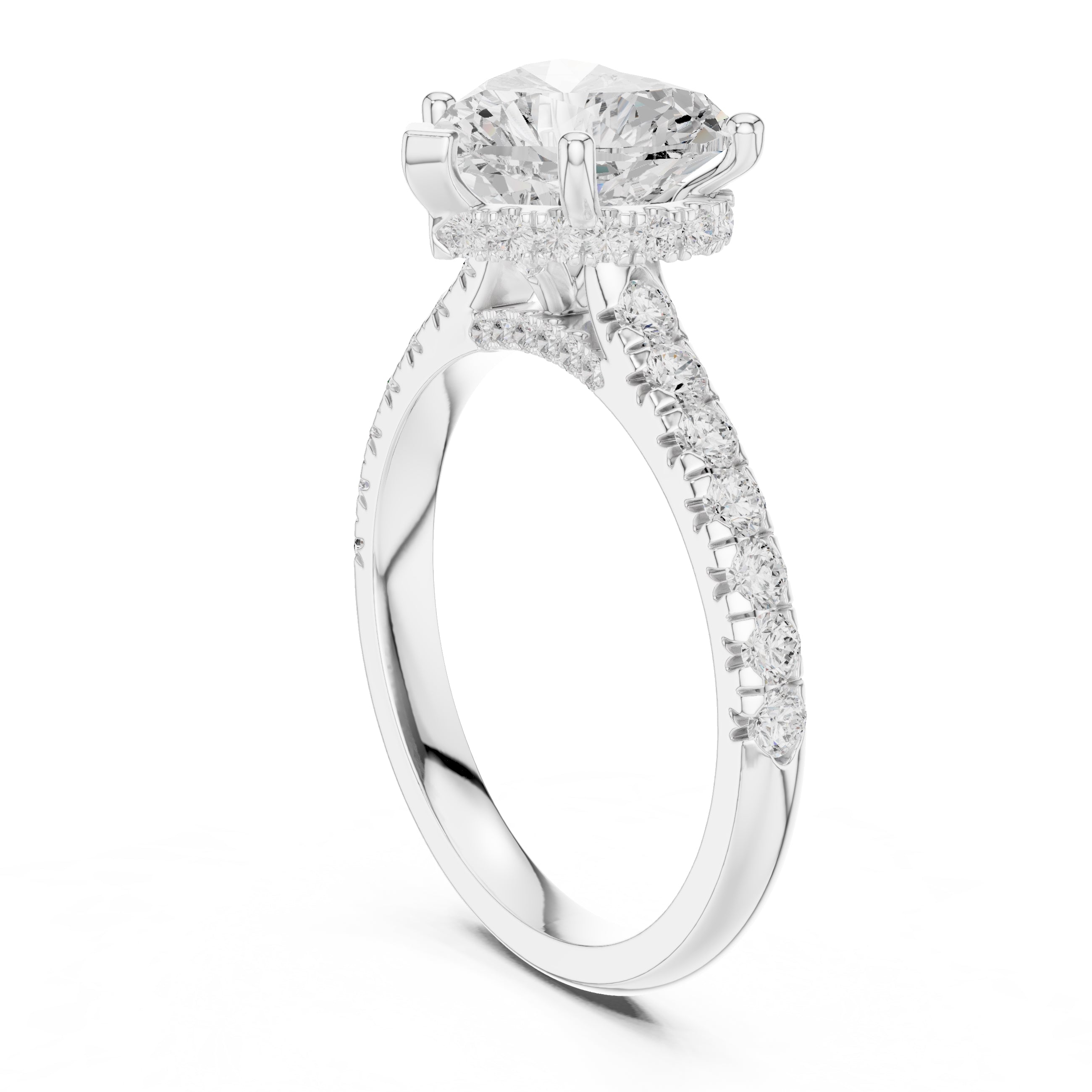 2.5 ct Heart Pave Engagement Ring 2.5ct White Gold