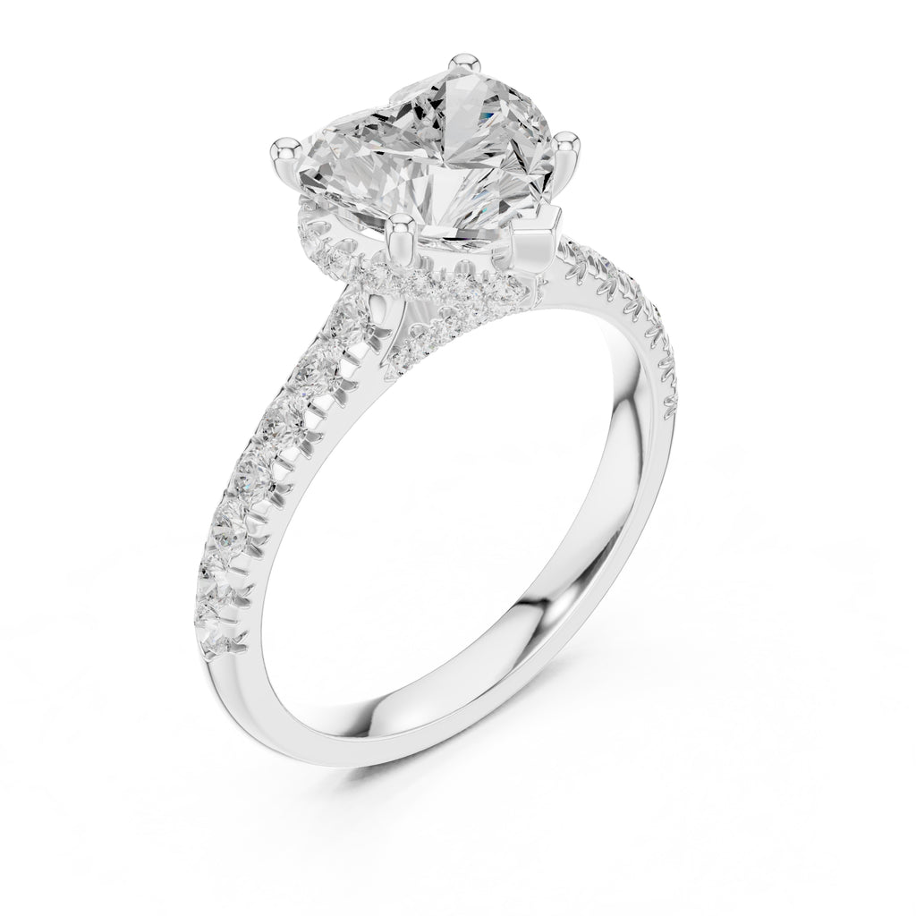 2.5 ct Heart Pave Engagement Ring 2.5ct White Gold