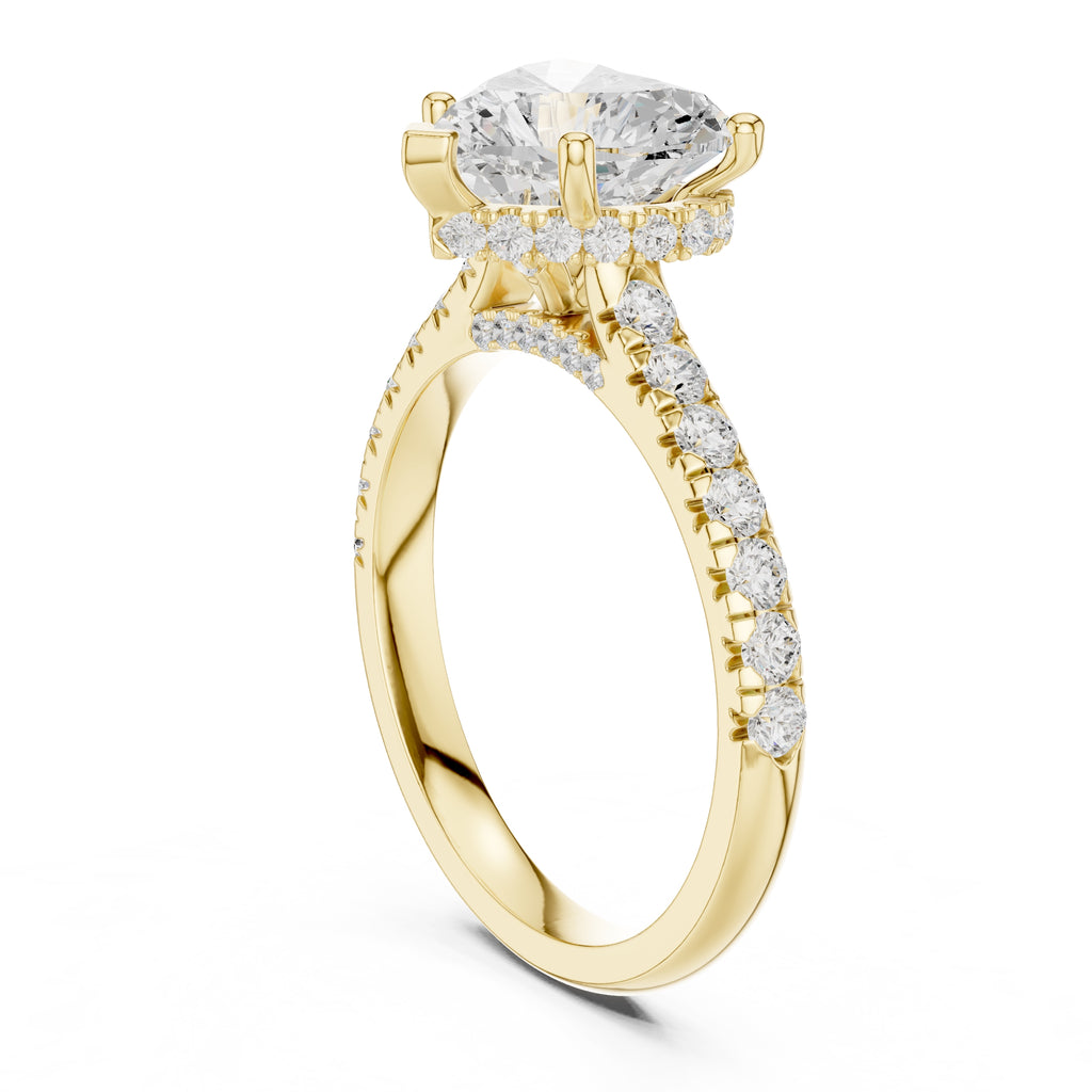 2.5 ct Heart Pave Engagement Ring 2.5ct Yellow Gold