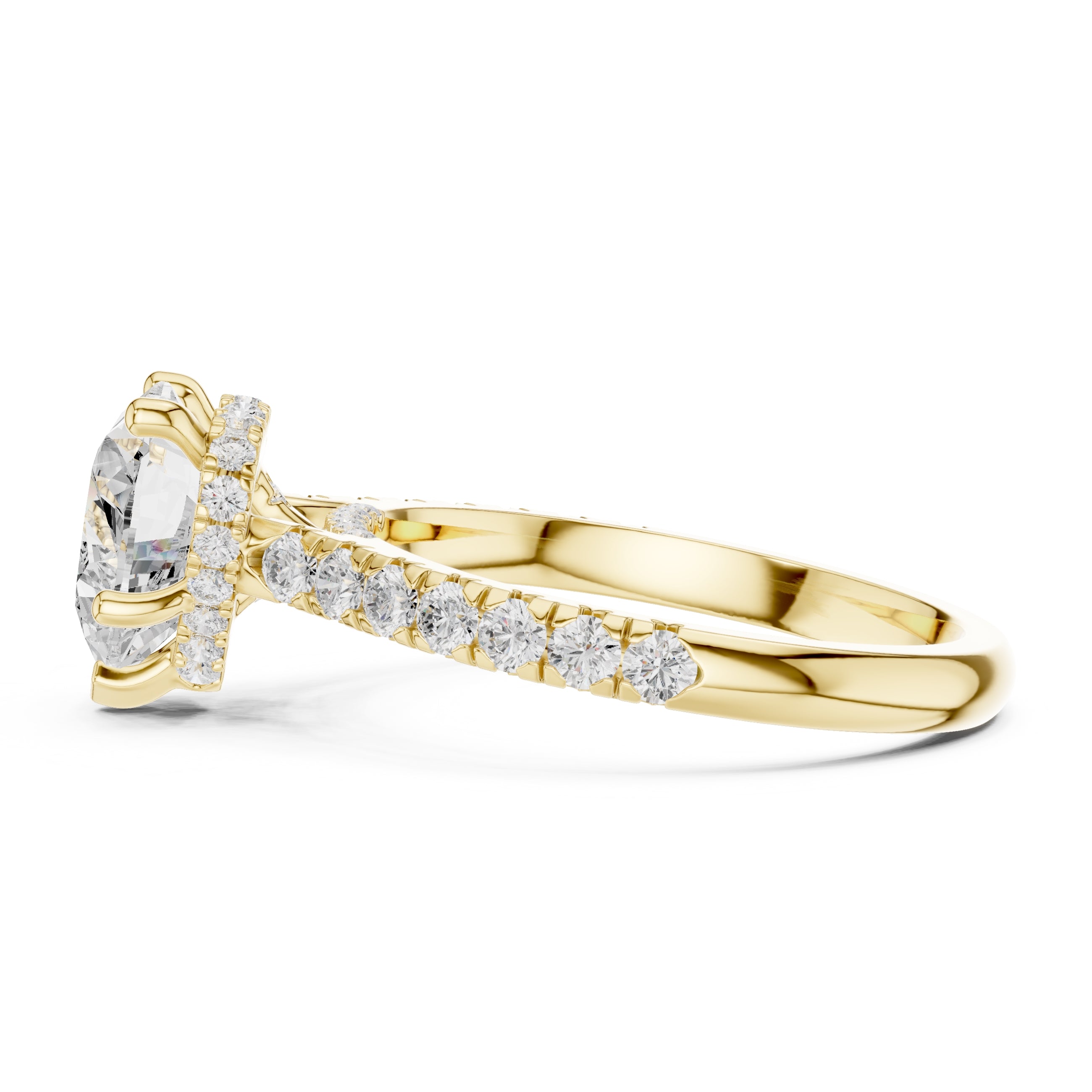2.5 ct Heart Pave Engagement Ring 2.5ct Yellow Gold