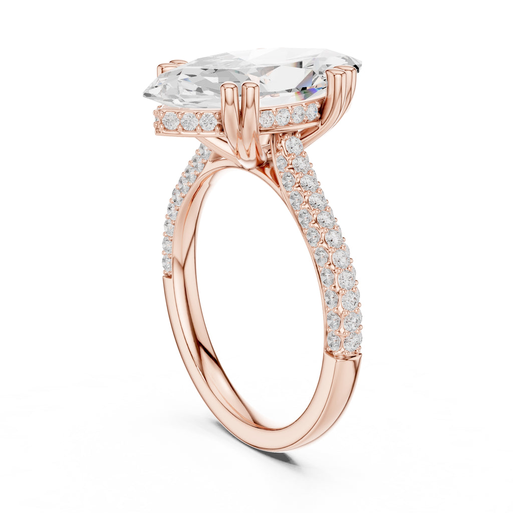 4.00 ct Marquise Grandeur Ring 4ct Rose Gold