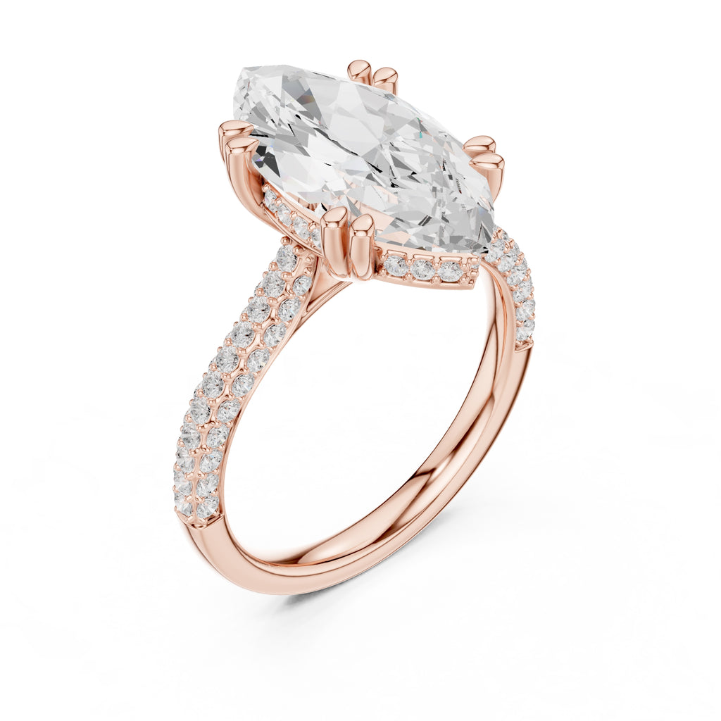 4.00 ct Marquise Grandeur Ring 4ct Rose Gold