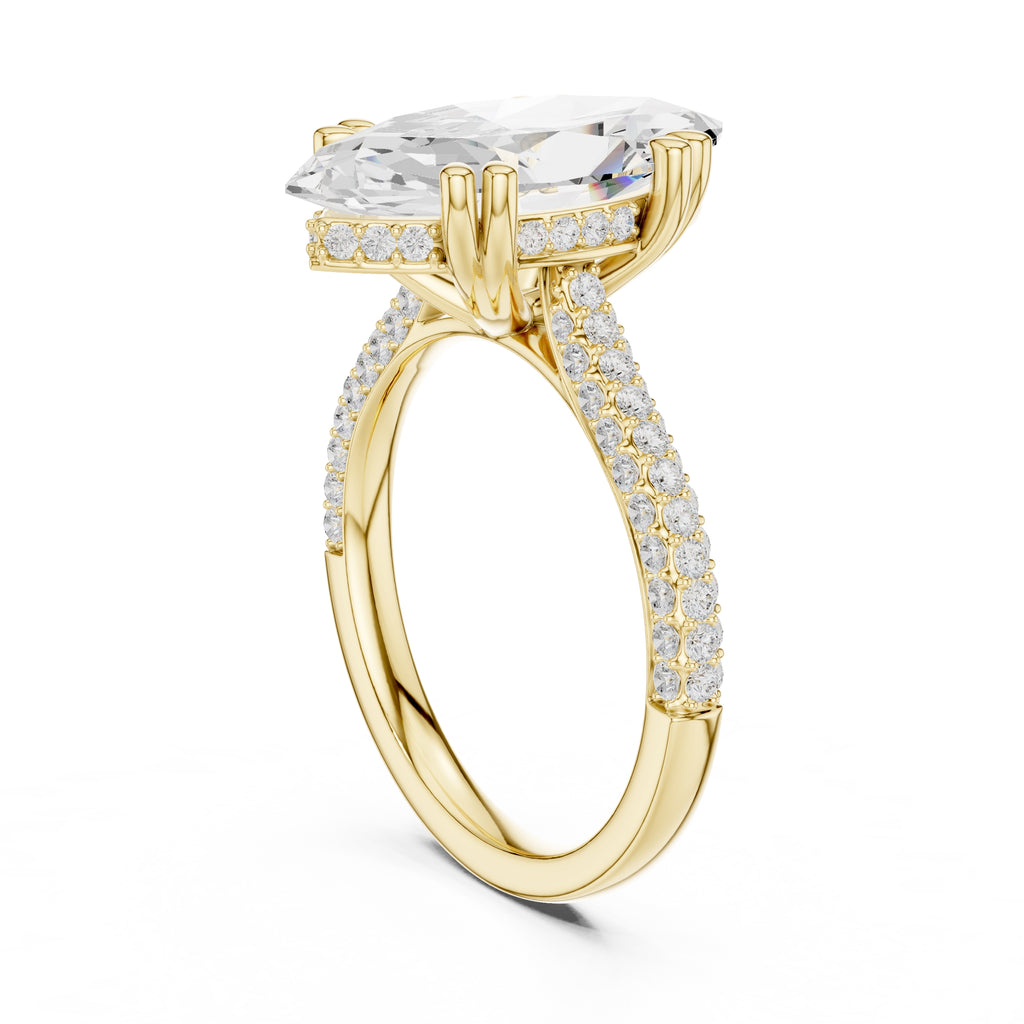 4.00 ct Marquise Grandeur Ring 4ct Yellow Gold