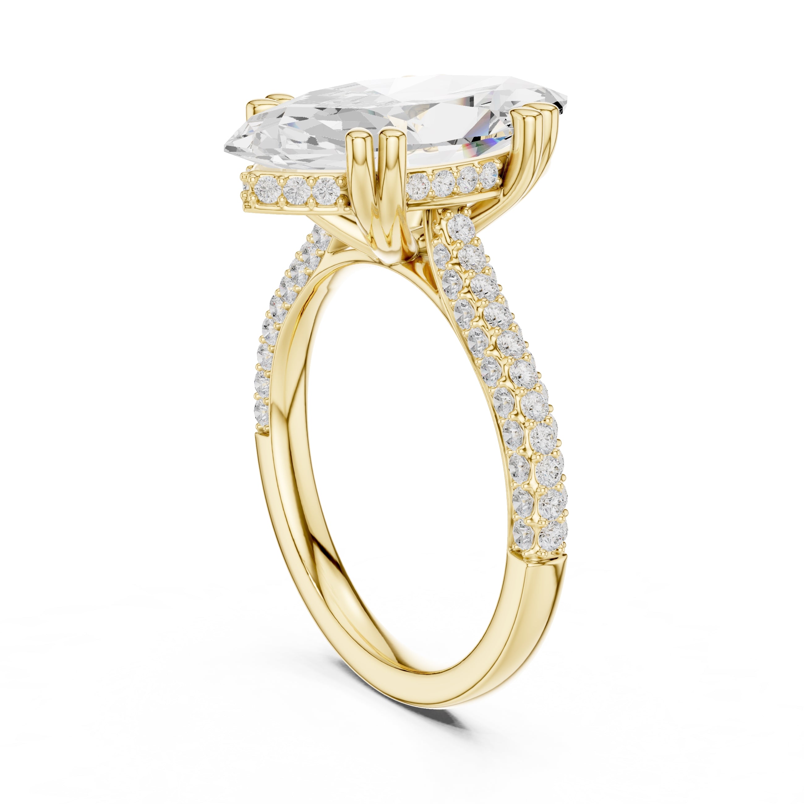 4.00 ct Marquise Grandeur Ring 4ct Yellow Gold
