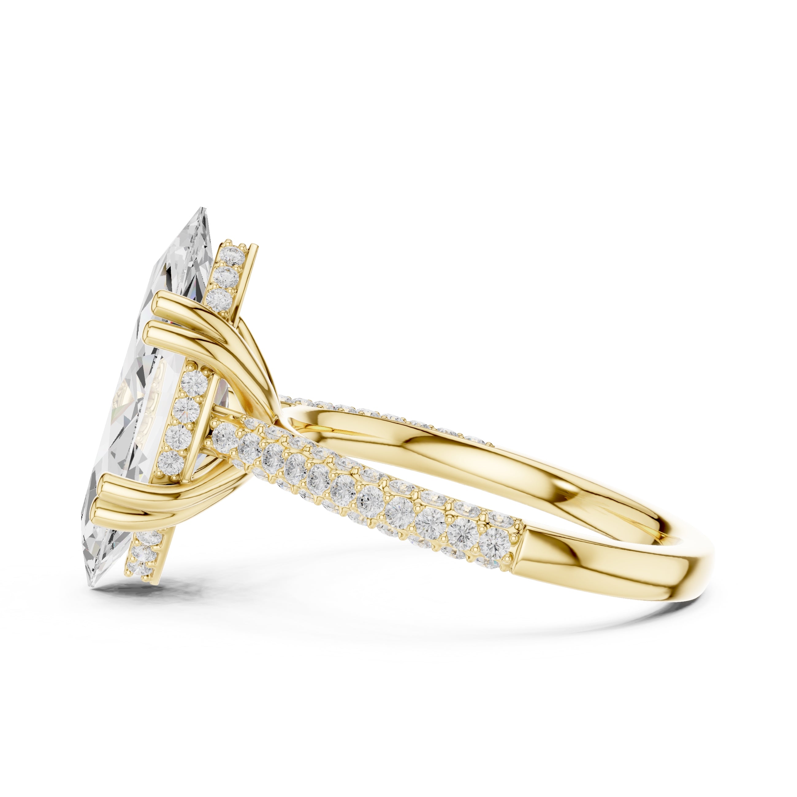 4.00 ct Marquise Grandeur Ring 4ct Yellow Gold