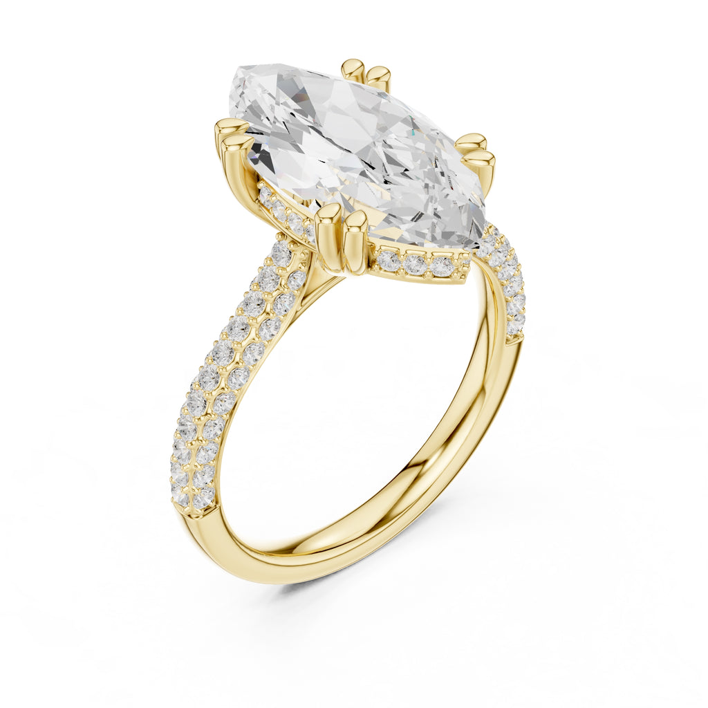 4.00 ct Marquise Grandeur Ring 4ct Yellow Gold