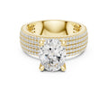3.00 ct Oval Multi-Row Pave Statement Ring 3ct Yellow Gold