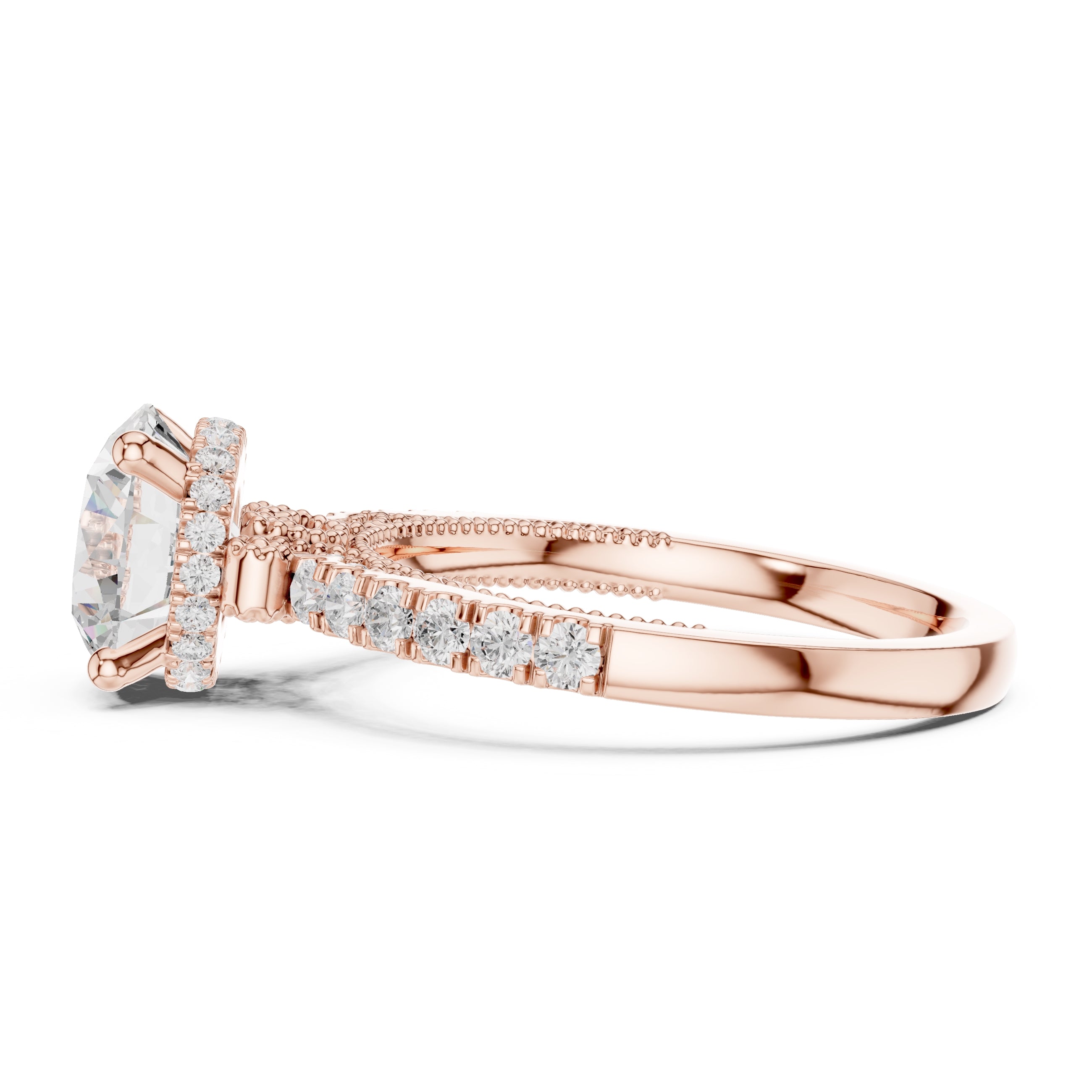 2.00 ct Round Diamond Milgrain Pave Ring 2ct Rose Gold