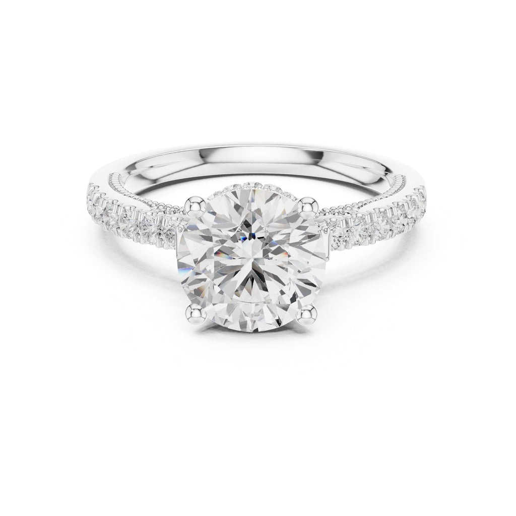 2.00 ct Round Diamond Milgrain Pave Ring 2ct White Gold