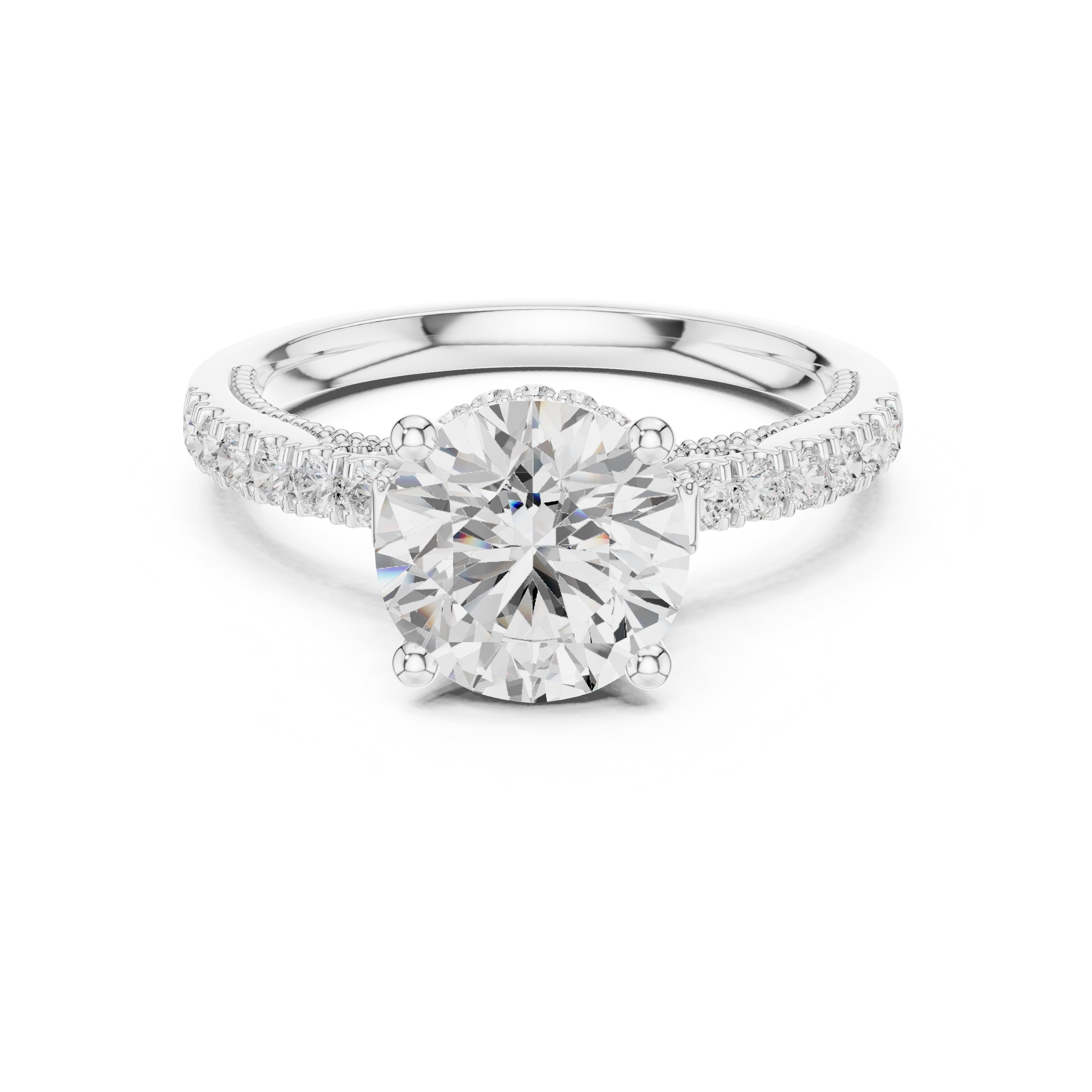 2.00 ct Round Diamond Milgrain Pave Ring 2ct White Gold
