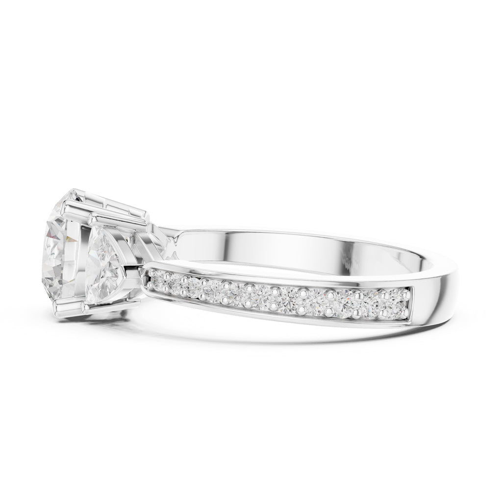 2.00 ct Round Trillion Three Stone Diamond Ring 1.5ct White Gold