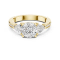 2.00 ct Round Trillion Three Stone Diamond Ring 1.5ct Yellow Gold