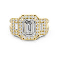 2.50 ct Emerald Cut Baguette Halo Ring 2.5ct Yellow Gold