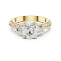 2.00 ct Three Stone Pave Diamond Ring 2ct Yellow Gold