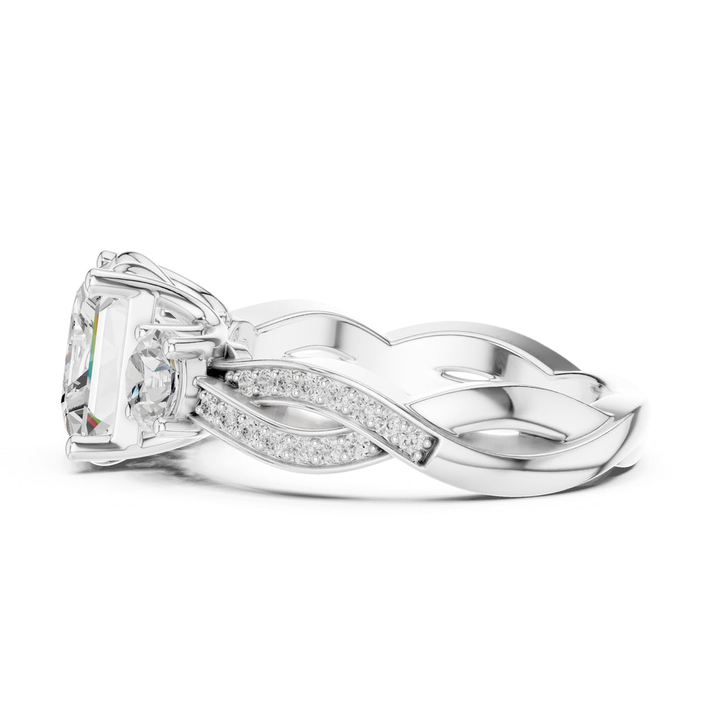 2.50 ct Princess Split-Shank Three-Stone Ring 2.5ct White Gold