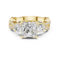 2.50 ct Princess Split-Shank Three-Stone Ring 2.5ct Yellow Gold