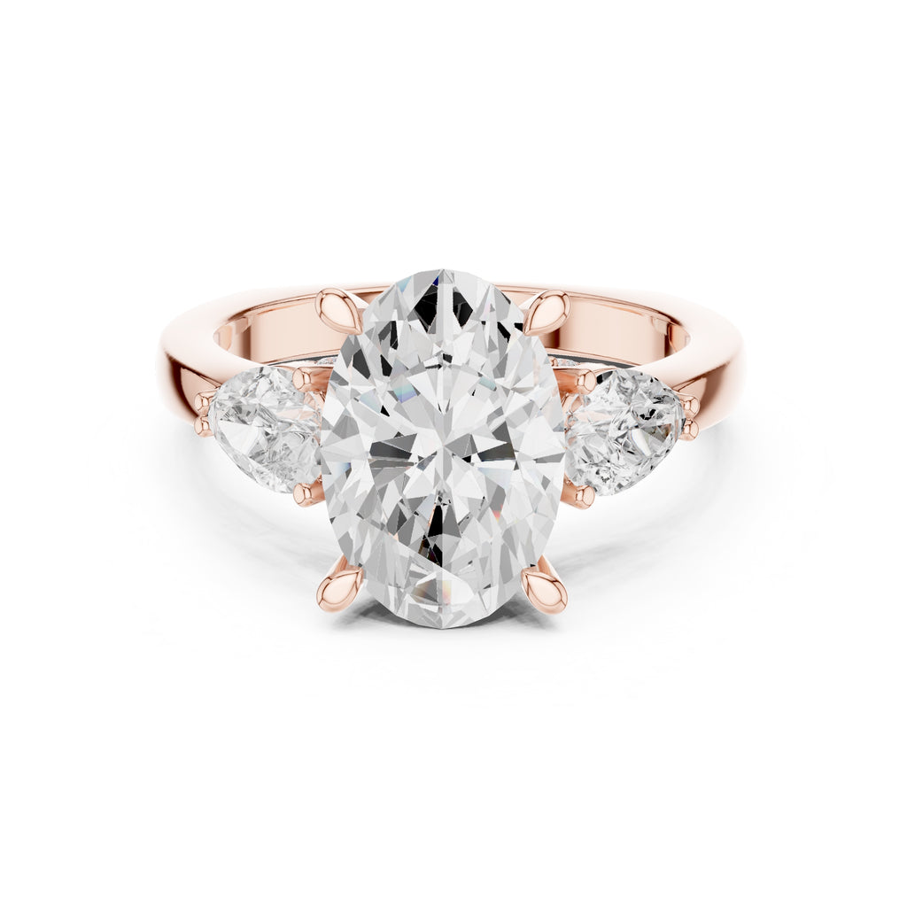 3.00 ct Oval Pave Statement Ring 3ct Rose Gold
