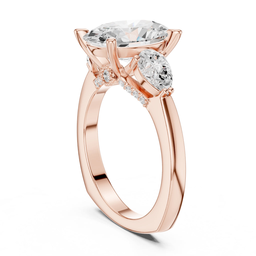 3.00 ct Oval Pave Statement Ring 3ct Rose Gold