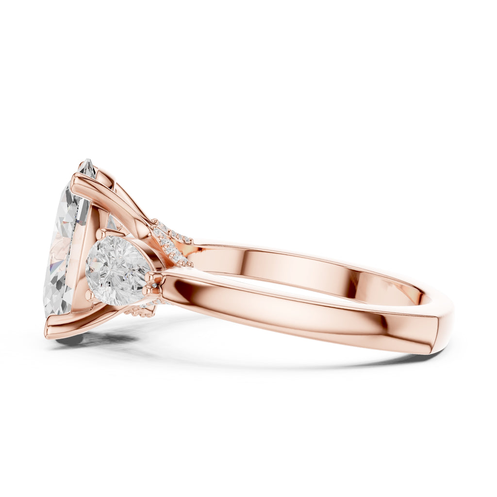 3.00 ct Oval Pave Statement Ring 3ct Rose Gold