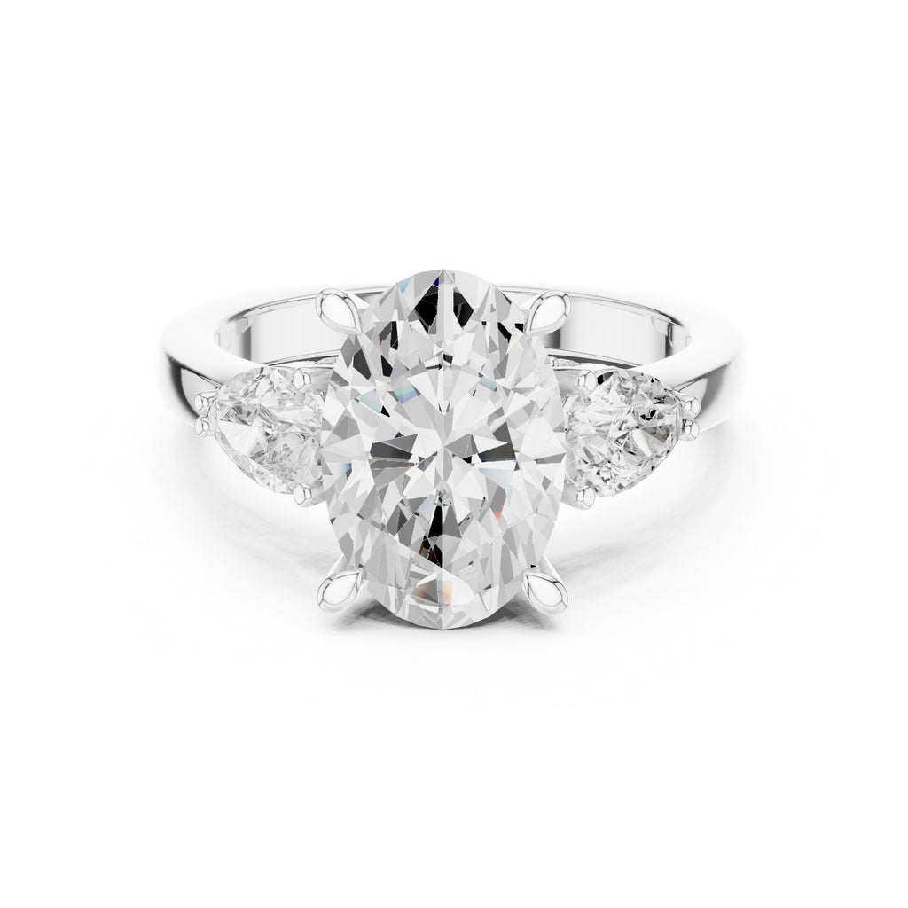 3.00 ct Oval Pave Statement Ring 3ct White Gold