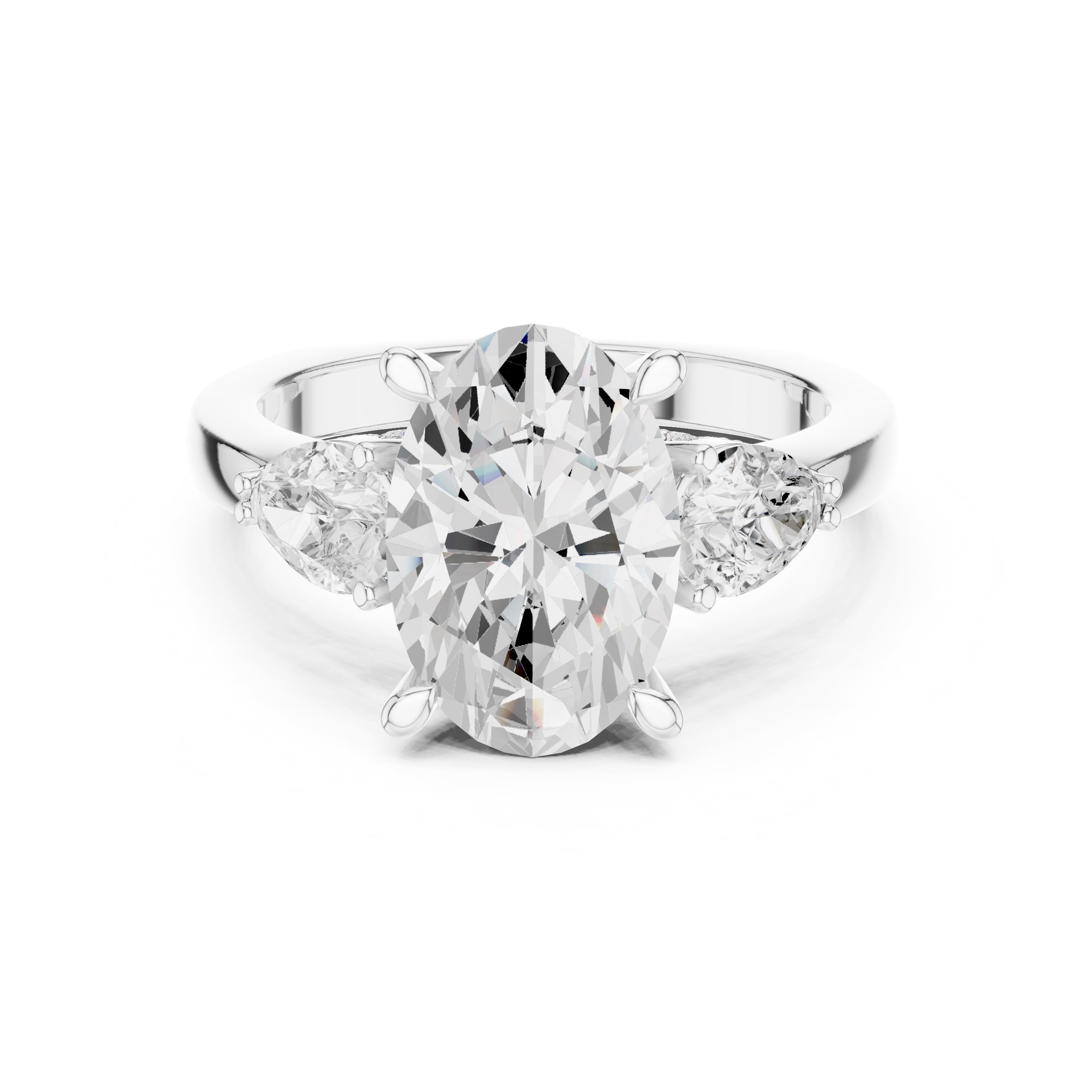 3.00 ct Oval Pave Statement Ring 3ct White Gold