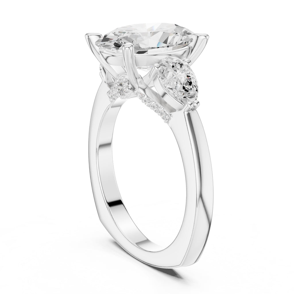 3.00 ct Oval Pave Statement Ring 3ct White Gold