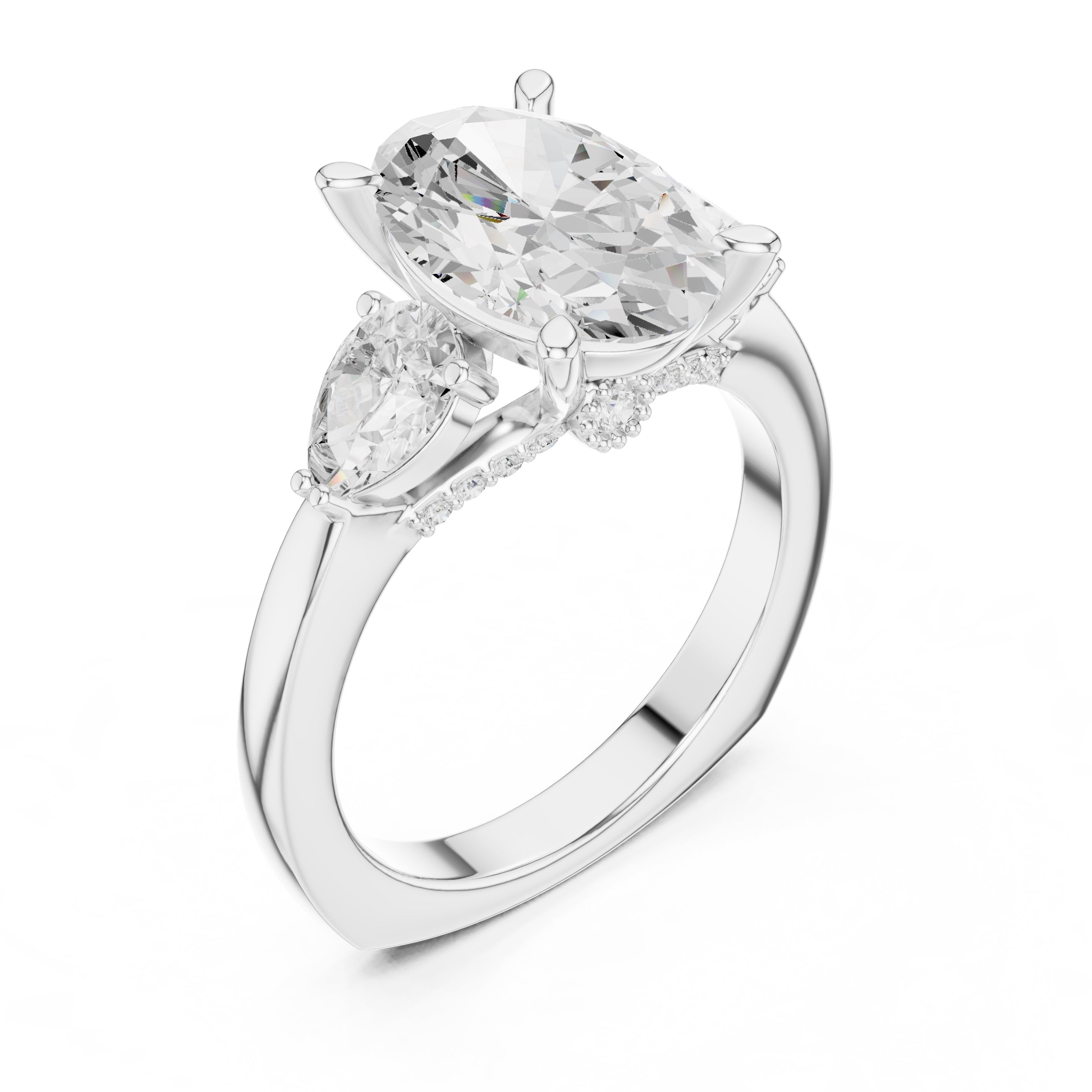 3.00 ct Oval Pave Statement Ring 3ct White Gold