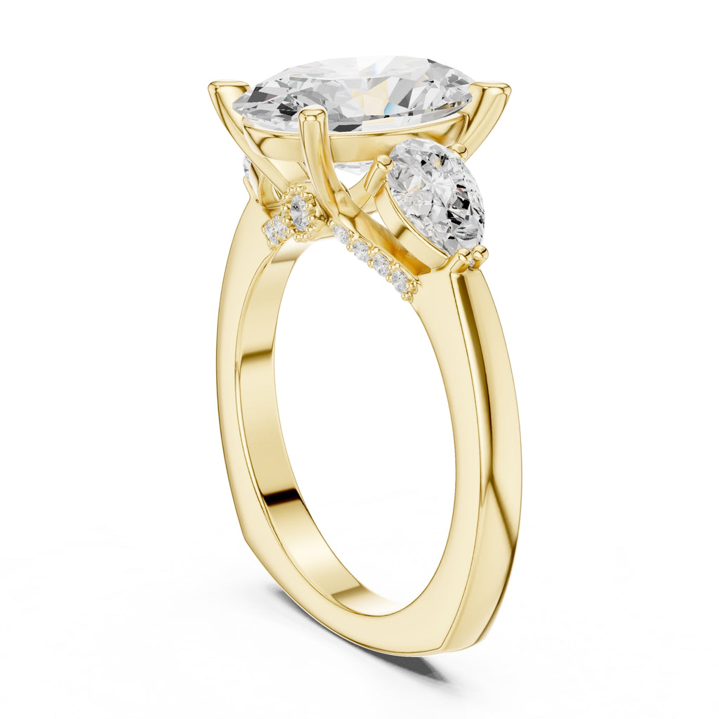 3.00 ct Oval Pave Statement Ring 3ct Yellow Gold