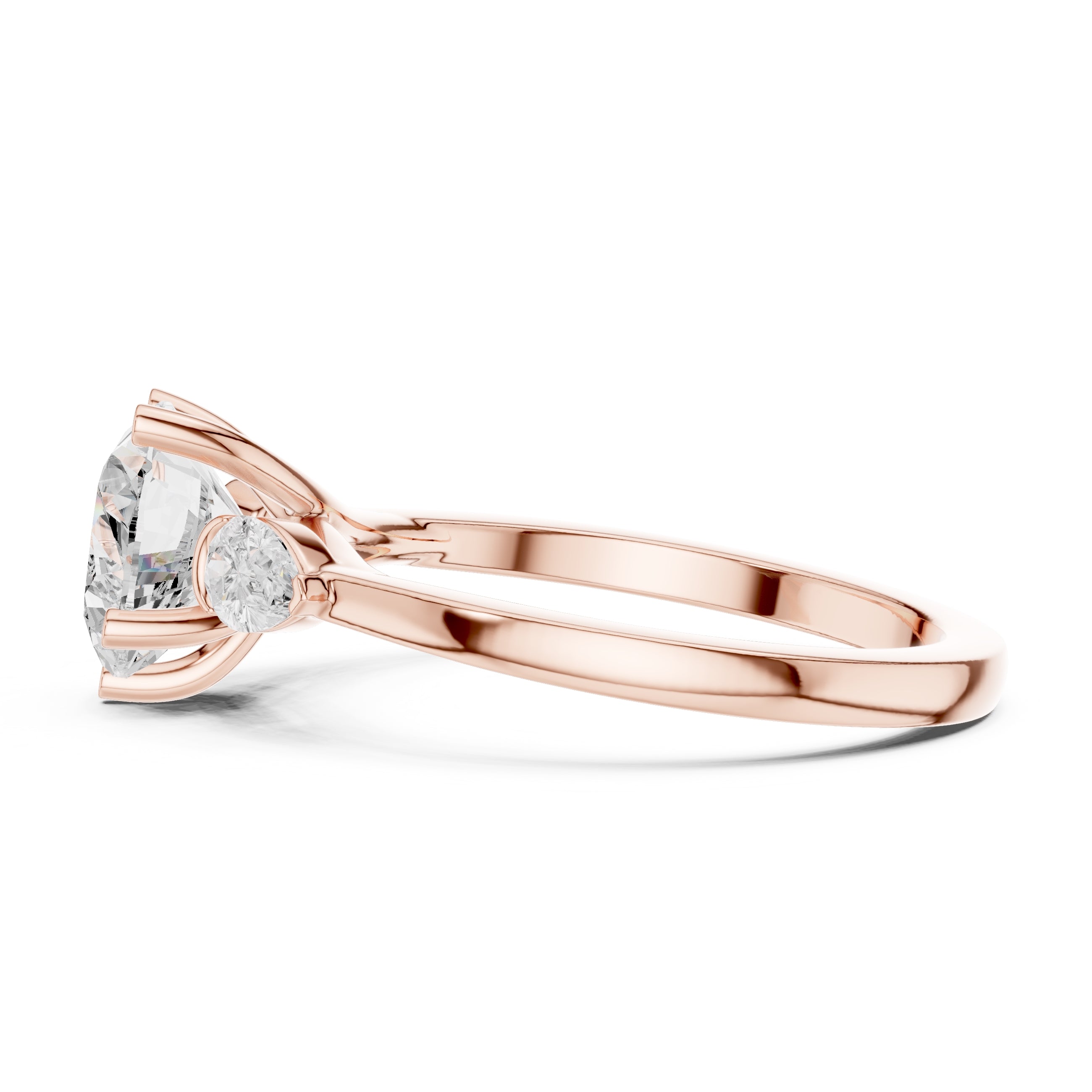 2.00 ct Heart Pear Three Stone Ring 2ct Rose Gold