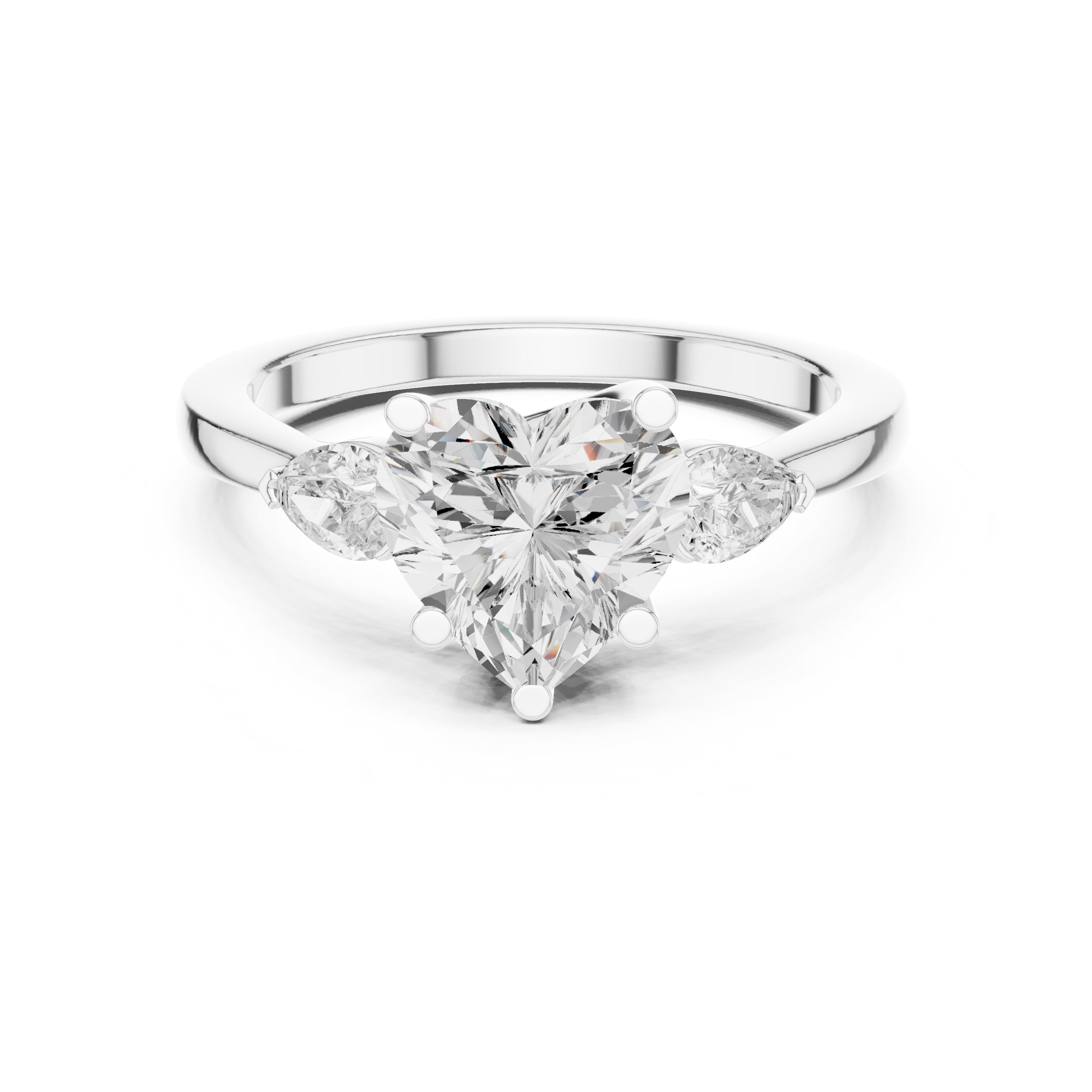 2.00 ct Heart Pear Three Stone Ring 2ct White Gold