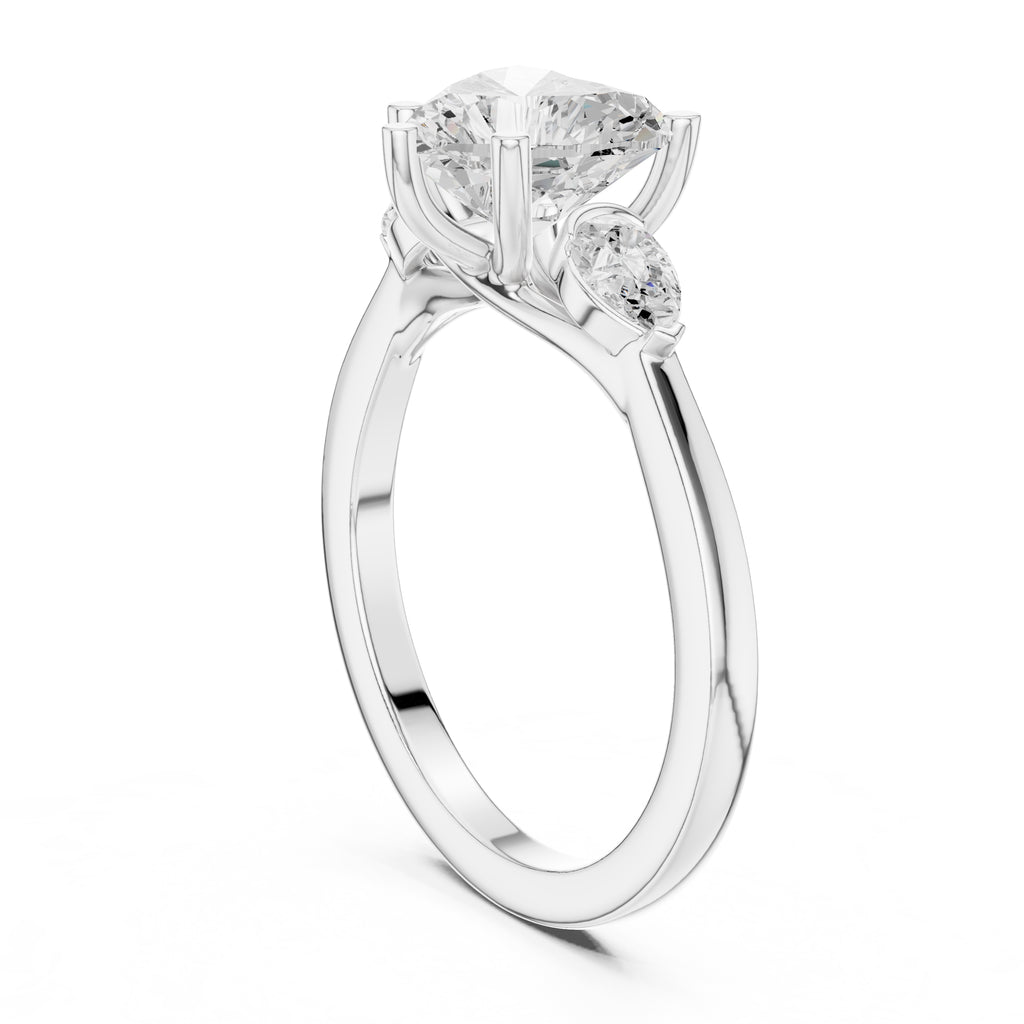 2.00 ct Heart Pear Three Stone Ring 2ct White Gold
