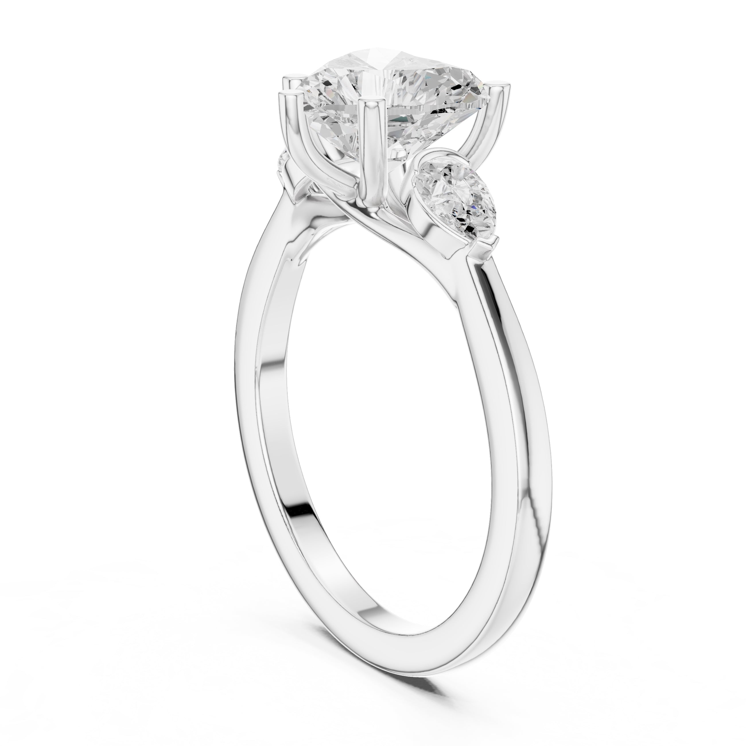2.00 ct Heart Pear Three Stone Ring 2ct White Gold