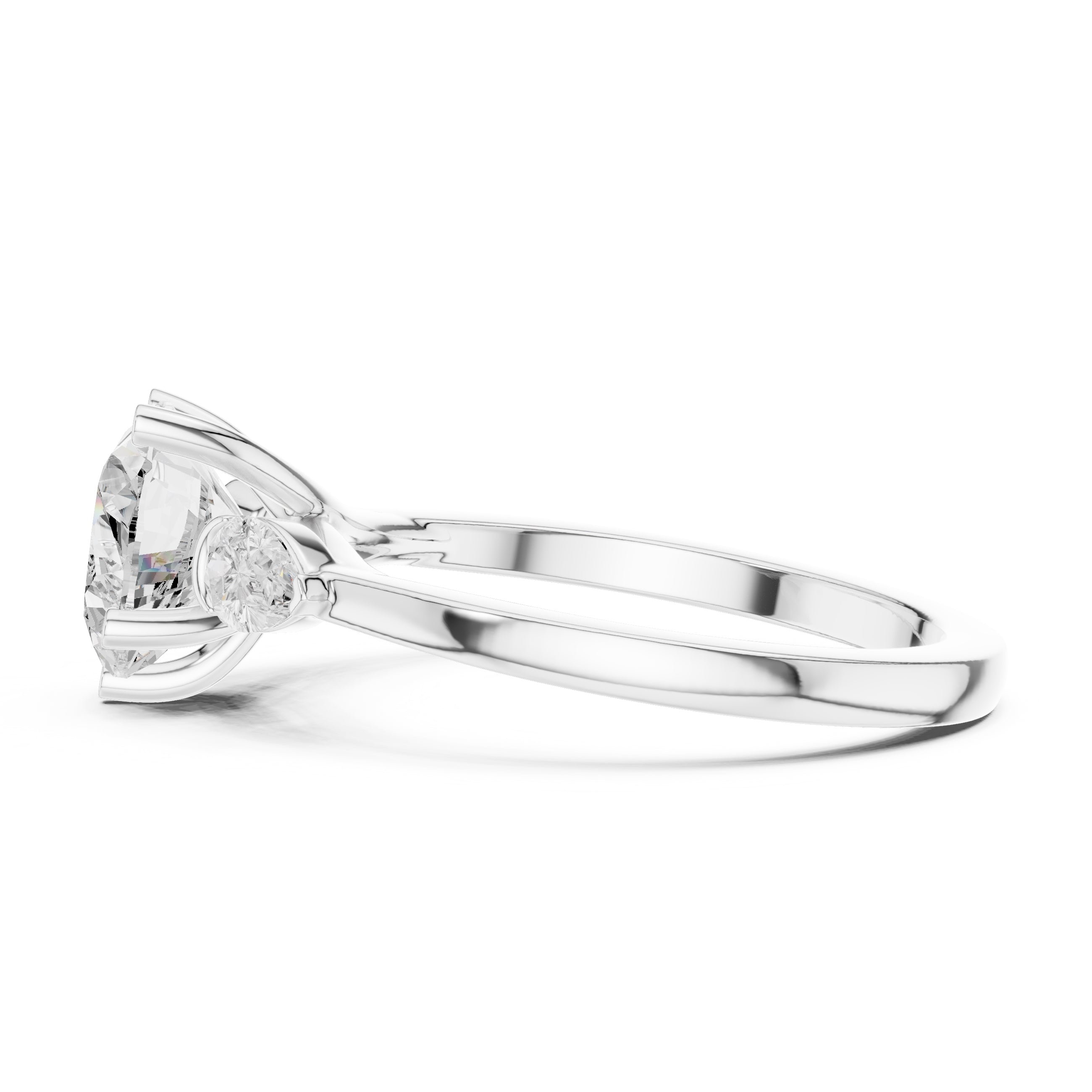 2.00 ct Heart Pear Three Stone Ring 2ct White Gold