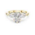 2.00 ct Heart Pear Three Stone Ring 2ct Yellow Gold