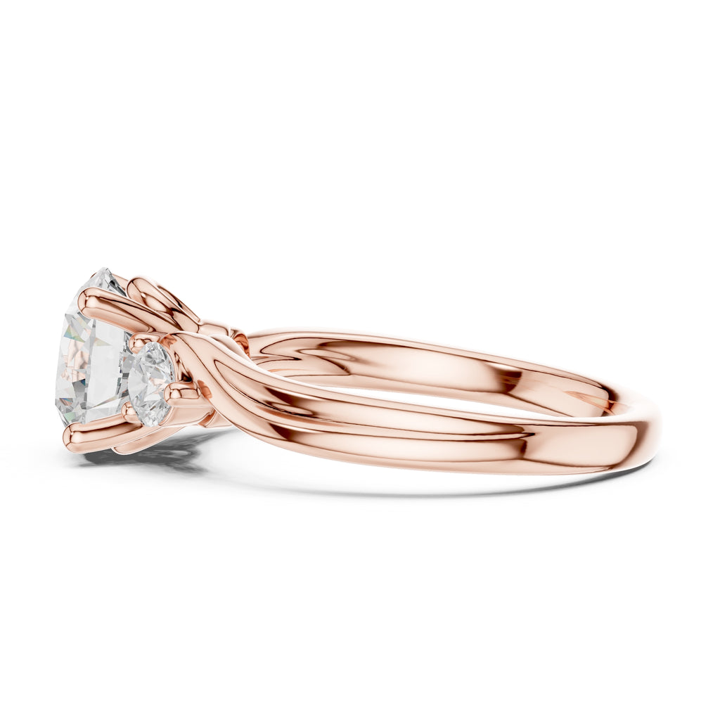 2.00 ct Round Bypass Three Stone Ring 2ct Rose Gold