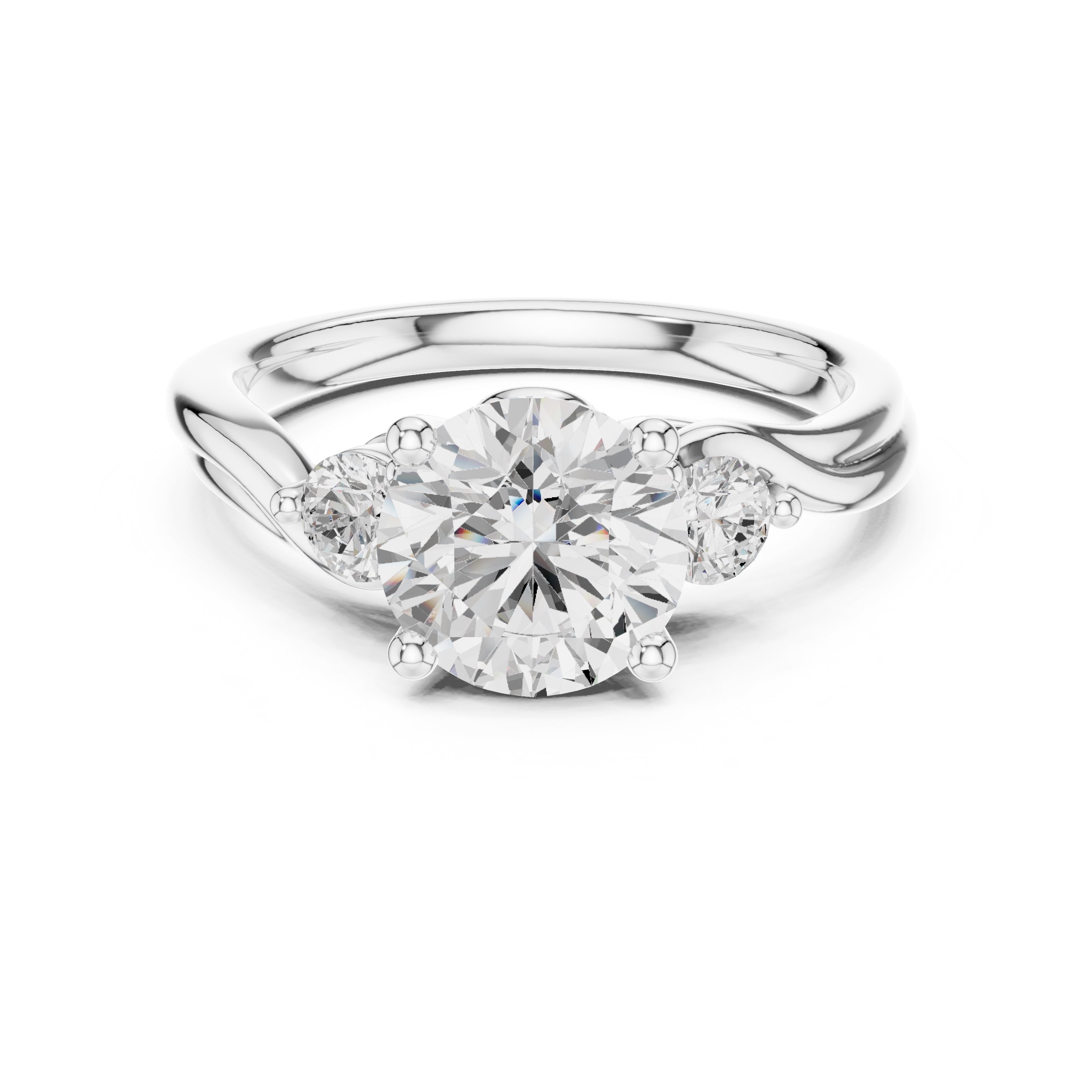 2.00 ct Round Bypass Three Stone Ring 2ct White Gold