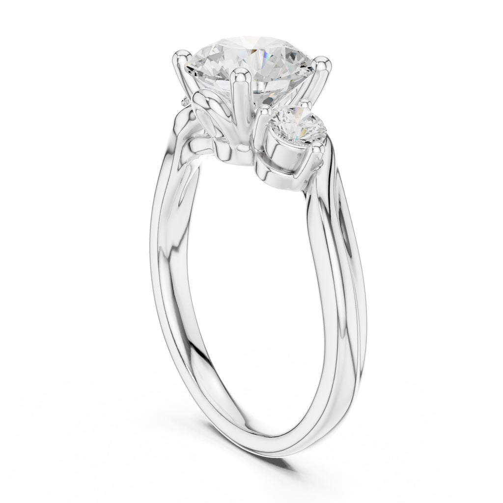 2.00 ct Round Bypass Three Stone Ring 2ct White Gold