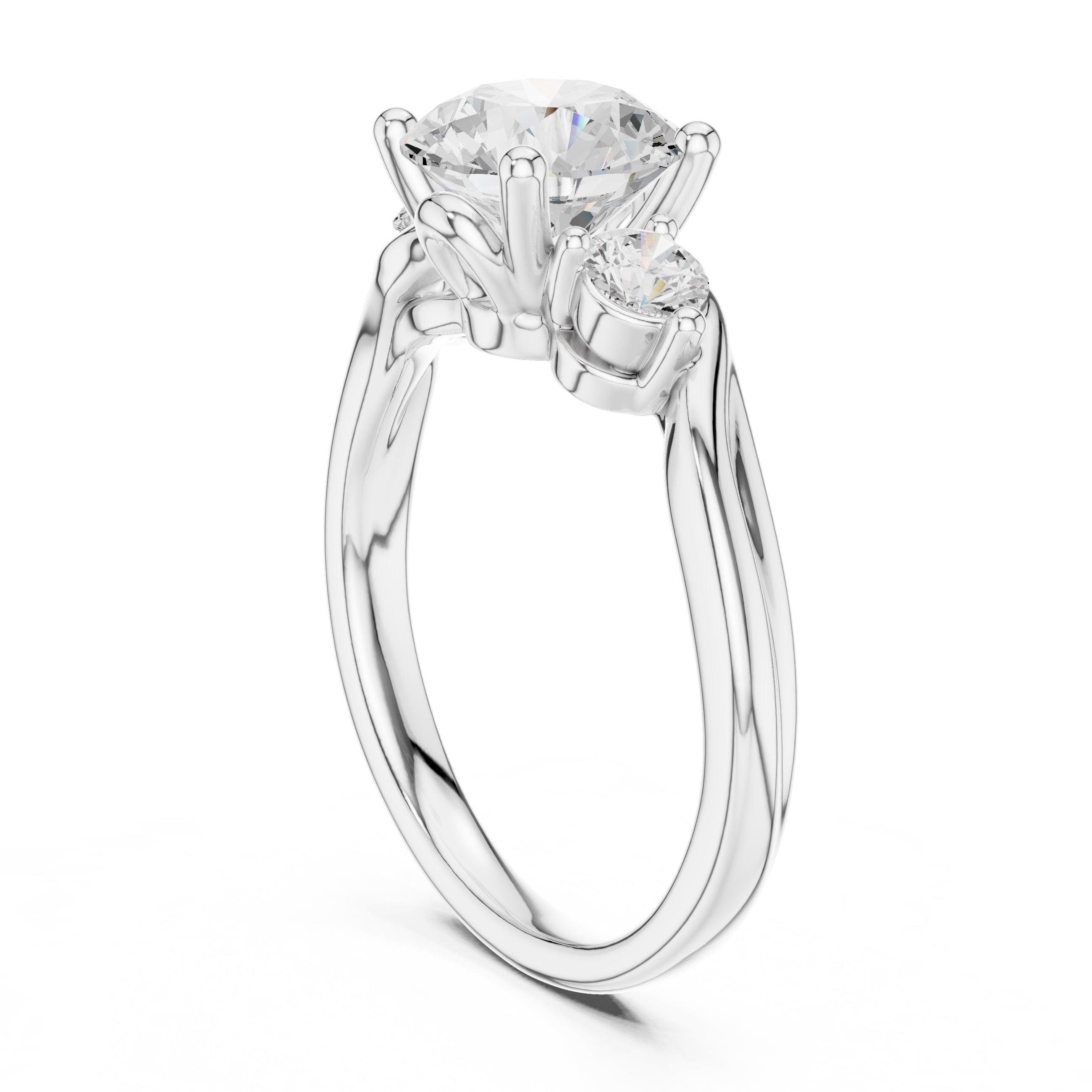 2.00 ct Round Bypass Three Stone Ring 2ct White Gold