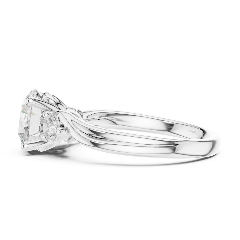 2.00 ct Round Bypass Three Stone Ring 2ct White Gold