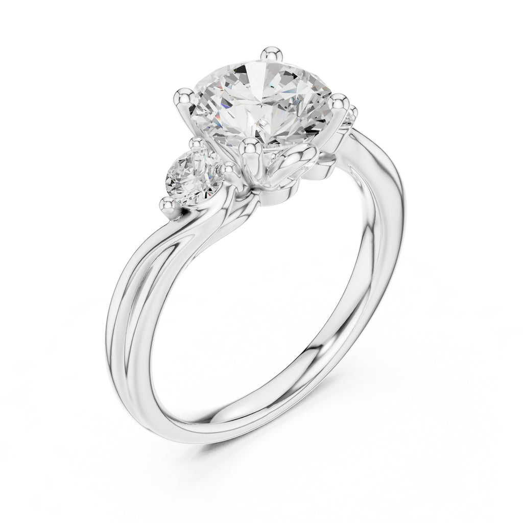 2.00 ct Round Bypass Three Stone Ring 2ct White Gold