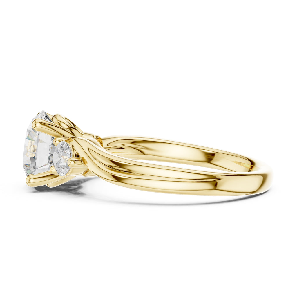 2.00 ct Round Bypass Three Stone Ring 2ct Yellow Gold